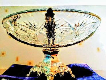 meyve qabi: "YUVELIR HOME"серебряная хрустальная ваза . (фруктовница ) 925 проба