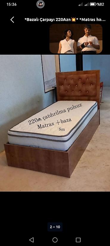 tek neferlik yataq bazali: Yeni, Təknəfərlik çarpayı, Bazalı, Matras ilə, Siyirməsiz — 1