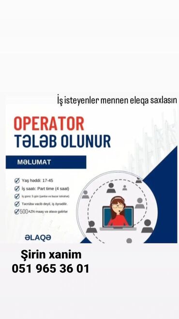 Çağrı mərkəzi operatorları: Çağrı mərkəzi operatoru tələb olunur