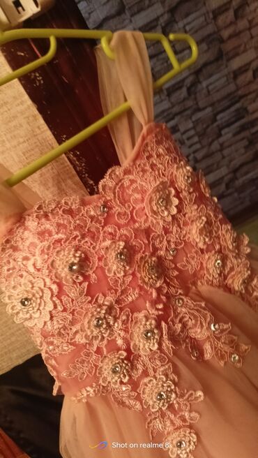 Donlar: 5-7 yaş uşaq üçün zərif ziyafət donu - Rəng: Açıq çəhrayı/şaftalı — 10