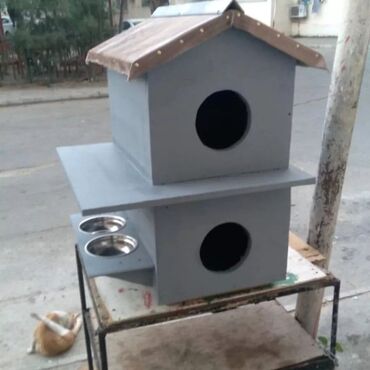 Yuvalar: Rəngli taxta heyvan evi/budaq evciyi - Material: taxta konstruksiya — 32