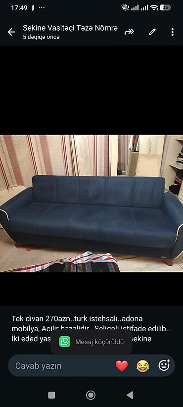 Мебель: Tek divan 270azn. turk istehsalı. adona mobilya, Acilir bazalidir — 1