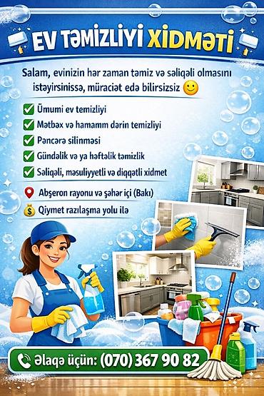 temizlik ev işleri: Ev Təmizliyi Xidməti - Ümumi ev təmizliyi - Mətbəx və hamamın dərin — 1