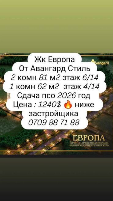 Продажа квартир: 2 комнаты, 62 м², Элитка, 4 этаж, ПСО (под самоотделку)