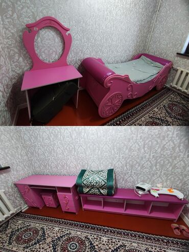 детские кроватки на заказ: Односпальная кровать, Для девочки, Б/у