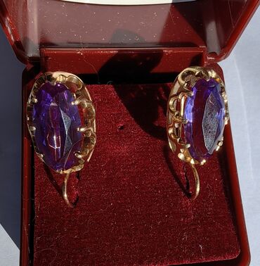 золотые серьги с бриллиантами: Продаю золотые серьги с аметистами Проба золота 583 Аметисты
