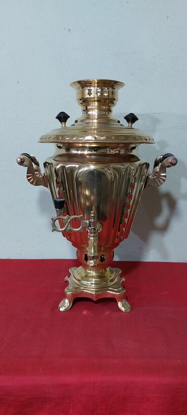 Digər çaydanlar: Klassik samovar dəsti - Material: cilalanmış metal korpus (gümüşü və — 3