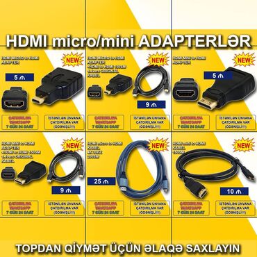 dvi kabel: HDMİ micro mini adapterlər 🚚10 AZN-dən aşağı detal olarsa, metrolara