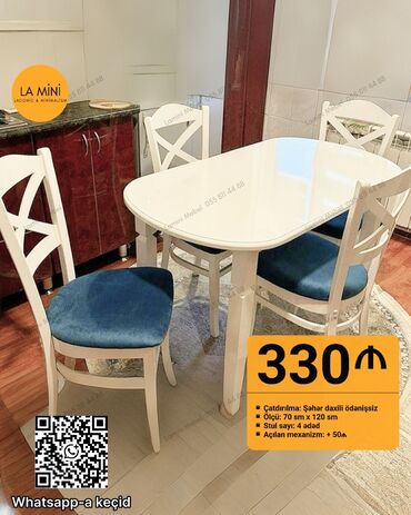 metbex ucun divan: Mətbəx üçün, Oval masa, 4 stul
