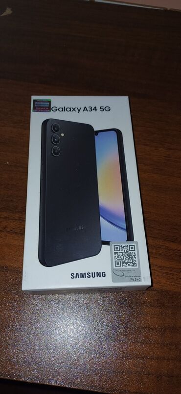 kiredit telefonlar: Samsung Galaxy A34 5G, 128 GB, rəng - Qara, Barmaq izi