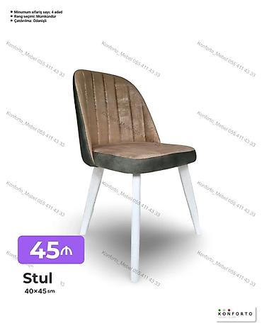 Stul – 40×45 sm - Yumşaq parça oturacaq və bel hissəsi, dikey tikiş