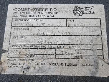 kasa za oruzje: Tocilo 300x30x20, fina granulacija 100, Comet Zrece -Spoljasni precnik — 6
