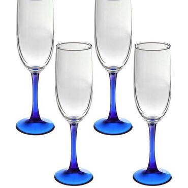Стаканы: Фужер люминарк на синей ножке для шампанского, цена за 1шт