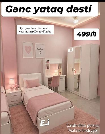 ucuz termolar: Gənc yataq dəsti Tərkibi: - Dəmir karkaslı çarpayı - Yazı masası üst — 1