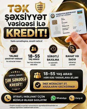 Digər xidmətlər: Tək şəxsiyyət vəsiqəsi ilə kredit! - Sürətli, güvənli, rəsmi xidmət - — 1