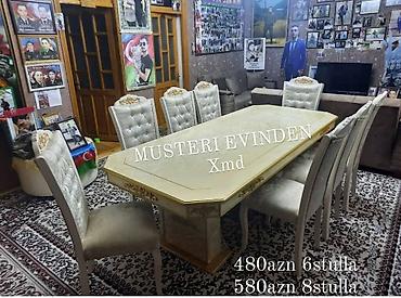 Ev və bağ: Qonaq otağı üçün, Yeni, Açılmayan, Dördbucaq masa, 6 stul — 2