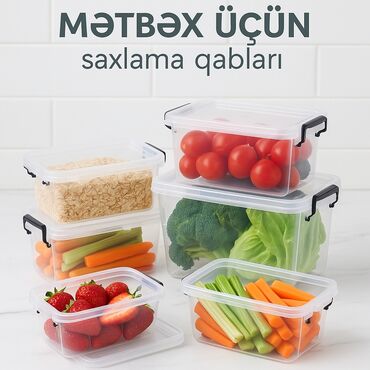 Yemək konteynerləri: Evdə, mətbəxdə, avtomobildə və ofisdə istifadə üçün mükəmməl şəffaf — 3