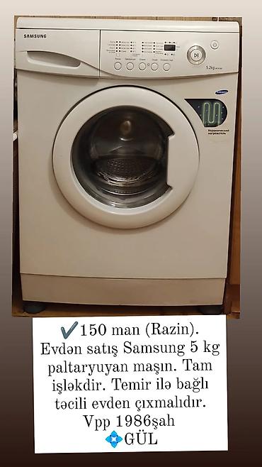 Paltaryuyan maşınlar: Samsung paltaryuyan maşın – ön yükləməli, 5.2 kq tutum. ✔️150 man — 2