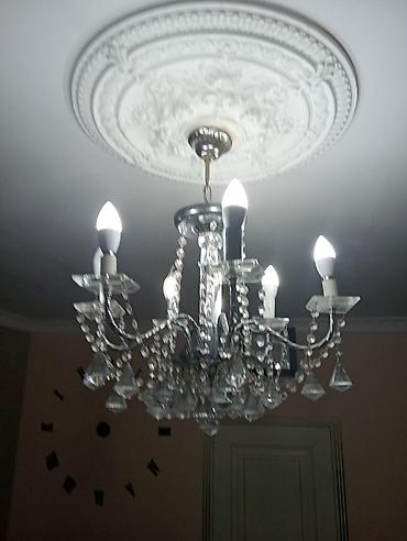 barez gips: Çılçıraq, 6 lampa, Xrustal — 1
