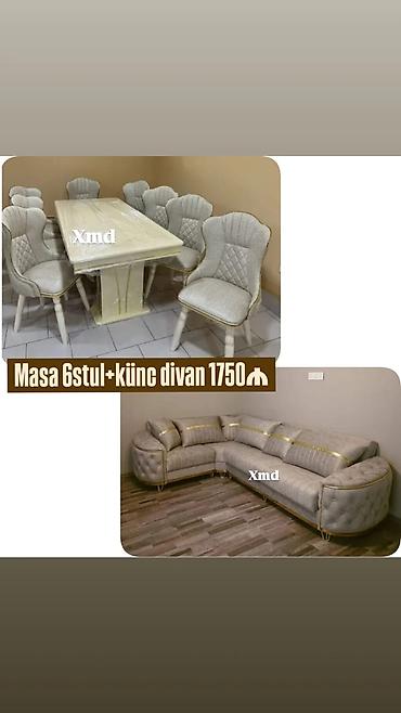 boyama seti: MDF boyalı yemək masası və 6 ədəd stul dəsti - Ölçü: 1×2 m - — 9