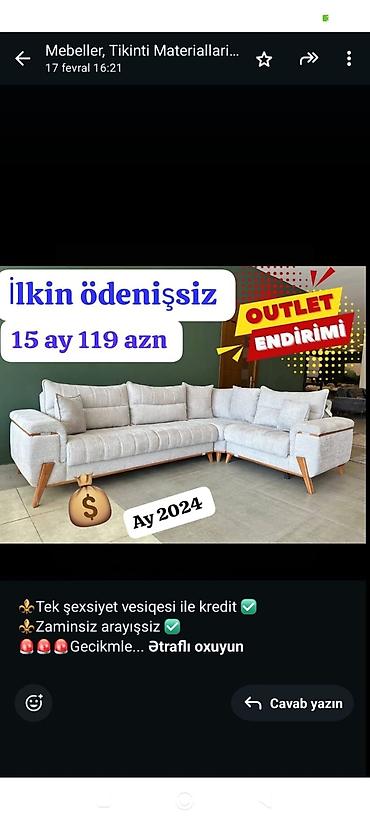 metbext divanlari: Künc divan, Yeni, Parça — 1