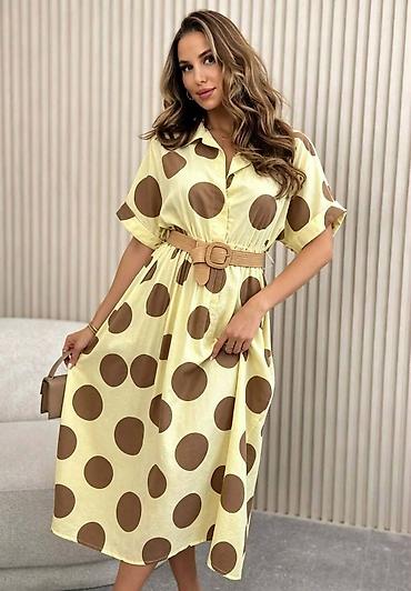 Haljine: Haljina košulja sa krupnim tufnama - Kroj: ležeran A-kroj, midi — 2