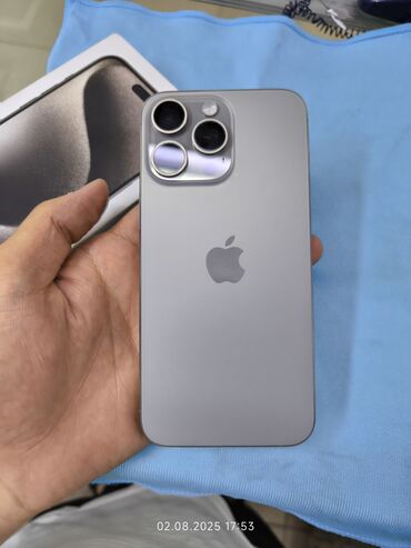 айфон 15 про макс цена бишкек рассрочка: IPhone 15 Pro Max, Колдонулган, 256 ГБ, Natural Titanium, Куту, 86 %