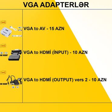 wifi: VGA Adapterlər ⭐VGA to AV – 15 AZN ⭐VGA to HDMI (İNPUT)+Audio for