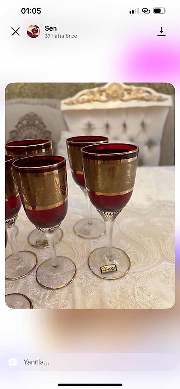 kompot qabi: Qədəhlər, rəng - Qızılı, Şüşə, 12 ədədli dəst — 2