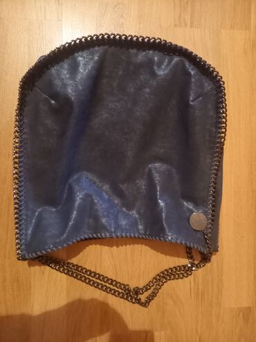 zenska kozna torba trendy: Kozna torba nova, teget plava, sa presijavanjem na srebrno