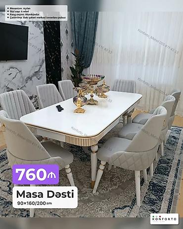 Masa dəsti – 90×160/200 sm - Mexanizm: Açılan (uzadıla bilir) - Stul