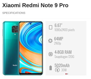 Redmi: Redmi Note 9 Pro, 128 GB, rəng - Yaşıl, Sensor, Barmaq izi, İki sim kartlı — 12