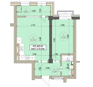 недостроеные дома: 1 комната, 49 м², Элитка, 12 этаж, ПСО (под самоотделку)