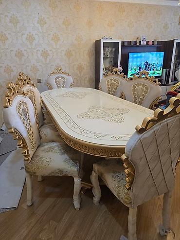 metbex ucun stol stullar: Qonaq otağı üçün, Yeni, Açılmayan, Oval masa, 8 stul — 2
