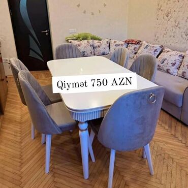 açilan stol: Qonaq otağı üçün, Yeni, Açılan, Dördbucaq masa, 6 stul, Azərbaycan