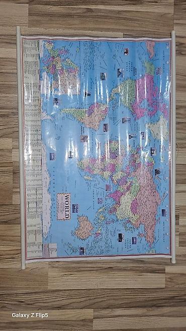 dunya siyasi xəritəsi: Divar üçün asılan Dünya xəritəsi - İngiliscə “World” başlıqlı — 1