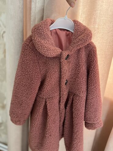 детские демисезонные комбинезоны: Uşaq üçün qız modeli şerpa/ teddy tipli qalın palto - Rəng: toz gül