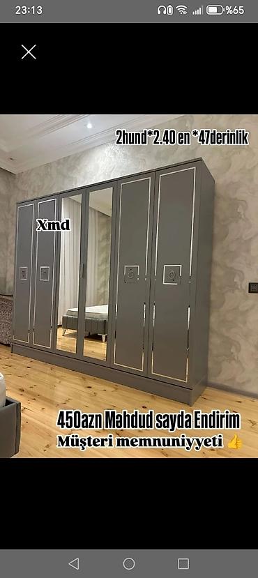 Dolablar: Yeni, 5 qapı, Güzgülü, Boz, Açılan, Düz dolab — 1