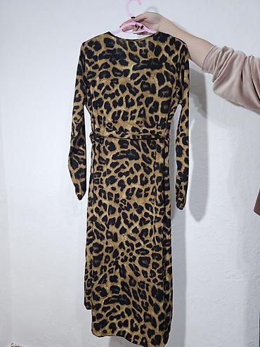 leopard 5: Повседневное платье, Осень-весна, Длинная модель, На запах, L — 1