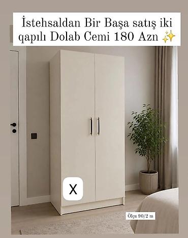 İki qapılı dolab – istehsaldan birbaşa satış. - Rəng: açıq bej -