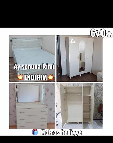 termo mebel: Yataq dəsti – dolab, taxt, termo (güzgülü komod) və 2 tumbadan ibarət — 7