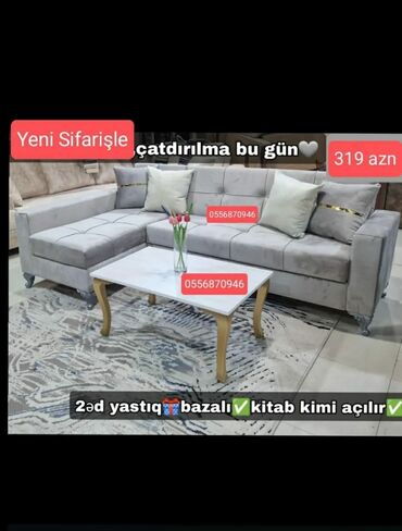 Sifarişlə divanlar: Künc divan, Qonaq otağı üçün, Parça, Bazalı, Açılan, Kitab — 3