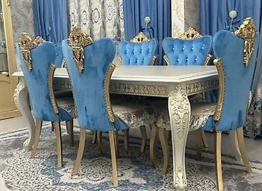 klassik divan: Klassik üslubda, zərif oyma detalları ilə tamamlanmış dəst mebel — 2