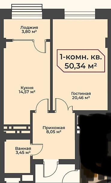 Продажа квартир: 1 комната, 50 м², Элитка, 7 этаж, Готовая ПСО (под самоотделку) — 5