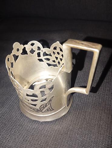 podstakan: Gümüş stəkanaltı (podstakanik) - Material: 875 əyarlı gümüş — 1