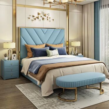 вязаный плед: Двуспальная кровать, 2 тумбы