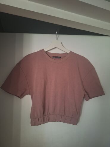 crop top h: Zara, S (EU 36), Pamuk, bоја - Roze