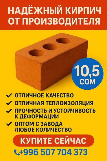 Строительный кирпич: Пустотелый, дырчатый, Жженый кирпич, 250x120x90