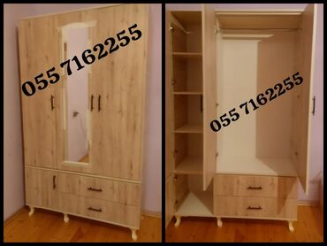 Rəflər: Açılan, 4 qapılı Düz dolab, Qarderob, paltar dolabı