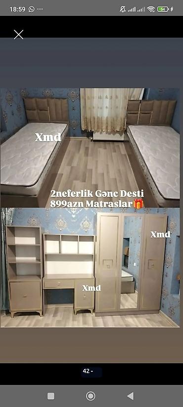 İki nəfərlik gənc otağı dəsti Dəst tərkibi: - 2 ədəd çarpayı (yumşaq